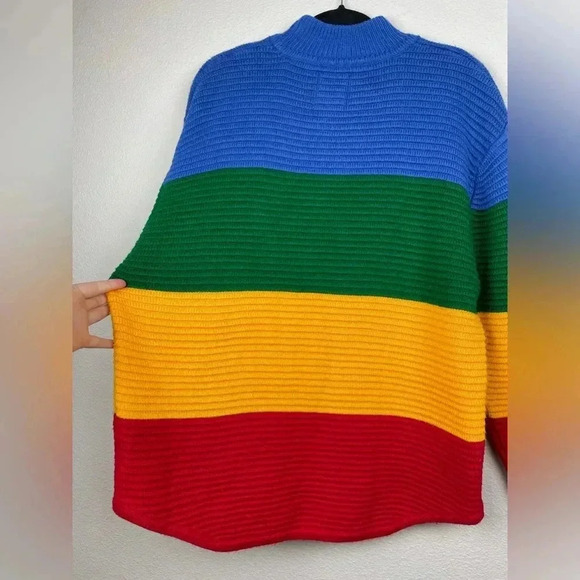 UNIF Women's Small Crayola Sweater Stripe Primary Color Block Mock Neck Emma Cha - Picture 15 of 16